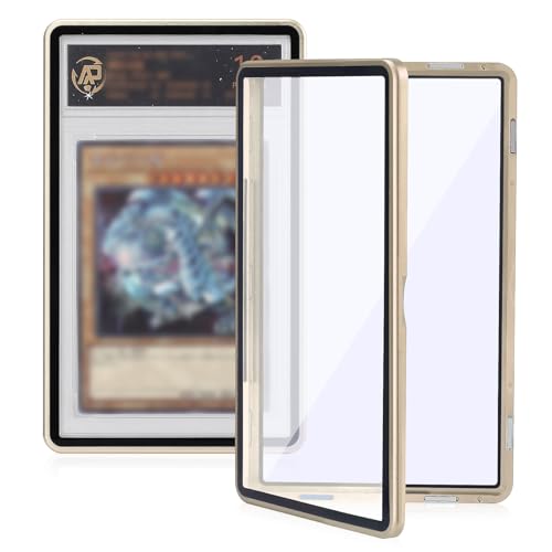Wisvov Gold Aluminum Alloy Magnetic Graded Card Case – Drop-Tested 9-Point Lock Protector for 35PT PSA/CSG Slabs, UV Resistant Display & Long-Term Storage