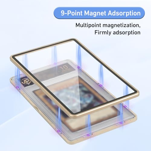 Wisvov Gold Aluminum Alloy Magnetic Graded Card Case – Drop-Tested 9-Point Lock Protector for 35PT PSA/CSG Slabs, UV Resistant Display & Long-Term Storage