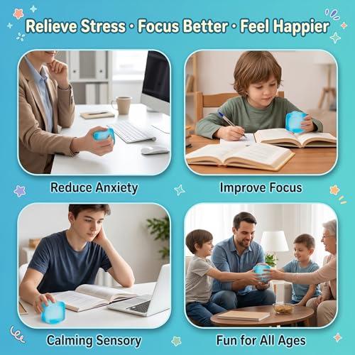 WISYME Blue Stress Cube 2.25 Inch - Slow Rising Squishy Fidget Toy for Relaxation & Focus