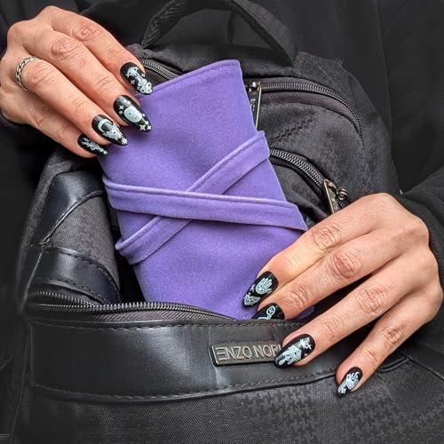 Witchy Cauldron Lavender Velvet Tarot Wrap – 2-in-1 Reading Cloth and Storage Pouch with 3 Spread Guides