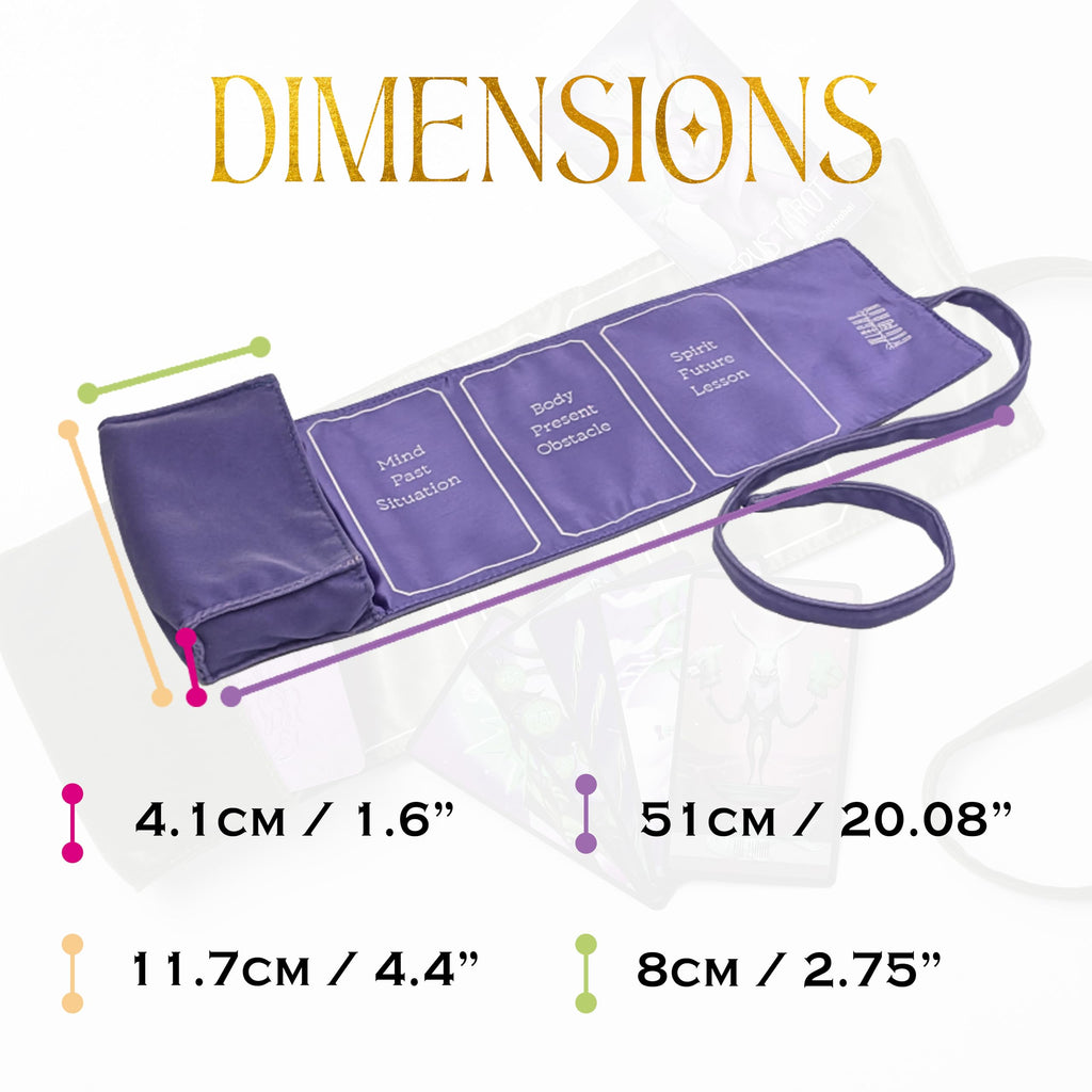Witchy Cauldron Lavender Velvet Tarot Wrap – 2-in-1 Reading Cloth and Storage Pouch with 3 Spread Guides