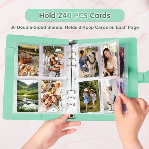 WITHYU A5 Card Collector Binder – Green PU Leather, 240 Card Capacity