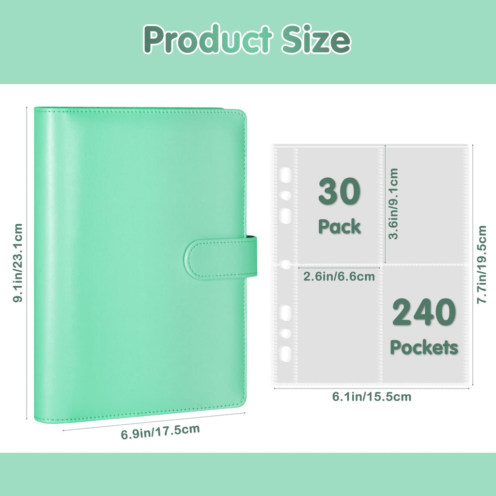 WITHYU A5 Card Collector Binder – Green PU Leather, 240 Card Capacity