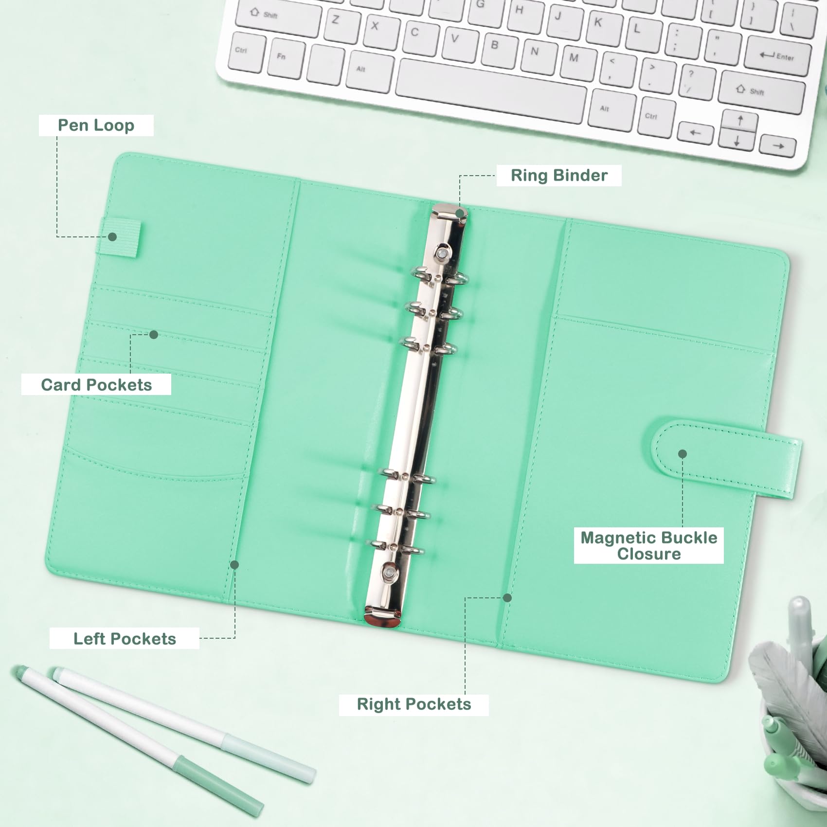 WITHYU A5 Card Collector Binder – Green PU Leather, 240 Card Capacity