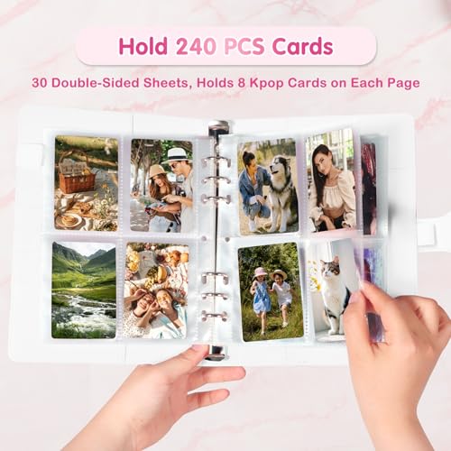 WITHYU A5 Kpop Photocard Binder - 240 Slot PU Leather Album with 30 Refill Pages, White