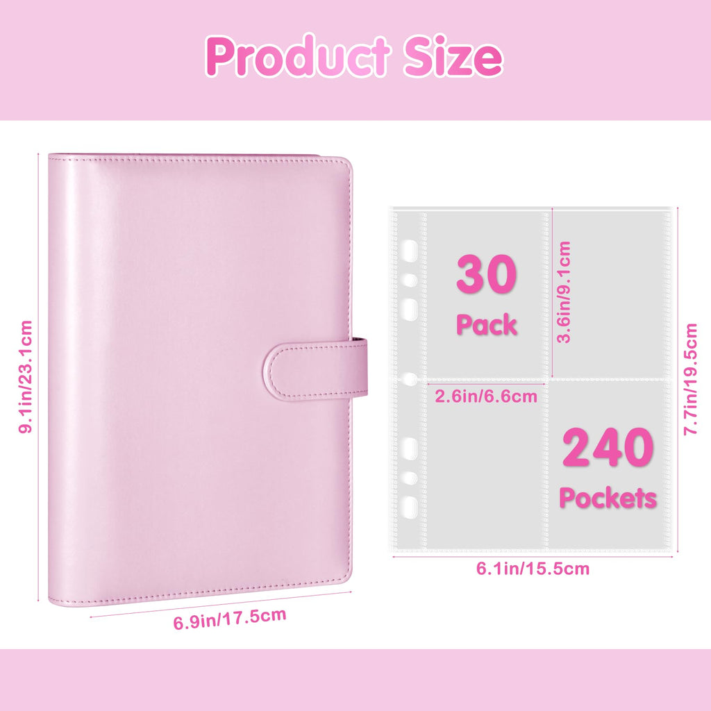 WITHYU A5 Kpop Photocard Binder - Pink, 240-Card Capacity, 4-Pocket Pages, Magnetic Closure