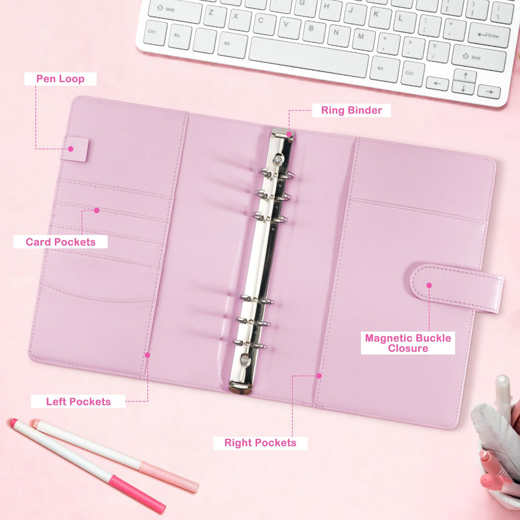 WITHYU A5 Kpop Photocard Binder - Pink, 240-Card Capacity, 4-Pocket Pages, Magnetic Closure