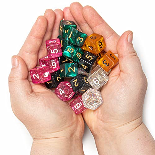 Wiz Dice Bulk D6 Pack – 25 Random-Color Polyhedral Dice for RPGs