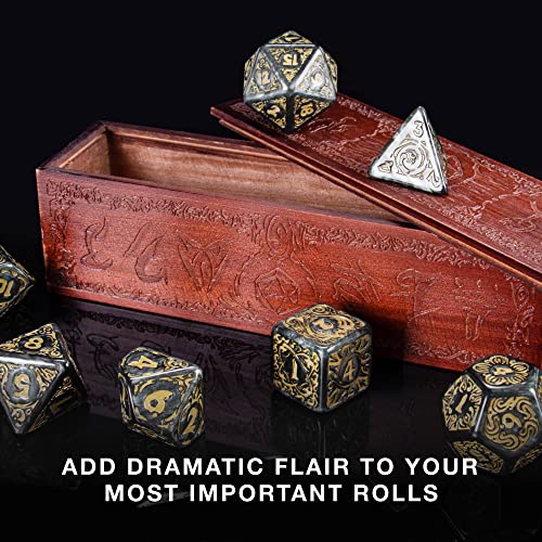Wiz Dice Titan Dice – 25 mm Jumbo Polyhedral Set with Wooden Box for D&D and RPGs
