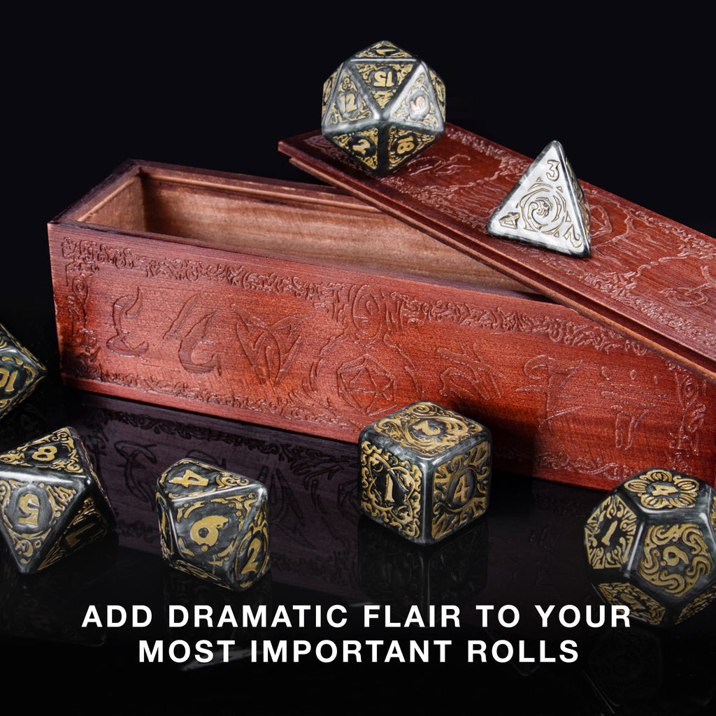 Wiz Dice Titan Dice – 25 mm Jumbo Polyhedral Set with Wooden Box for D&D and RPGs