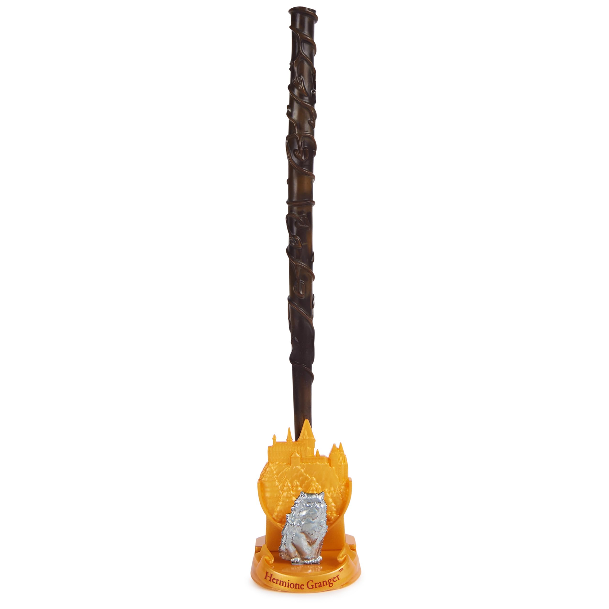 Wizarding World Harry Potter Hermione Granger 12-Inch Magical Collector Wand with Display Stand and Die-Cast Crookshanks Icon