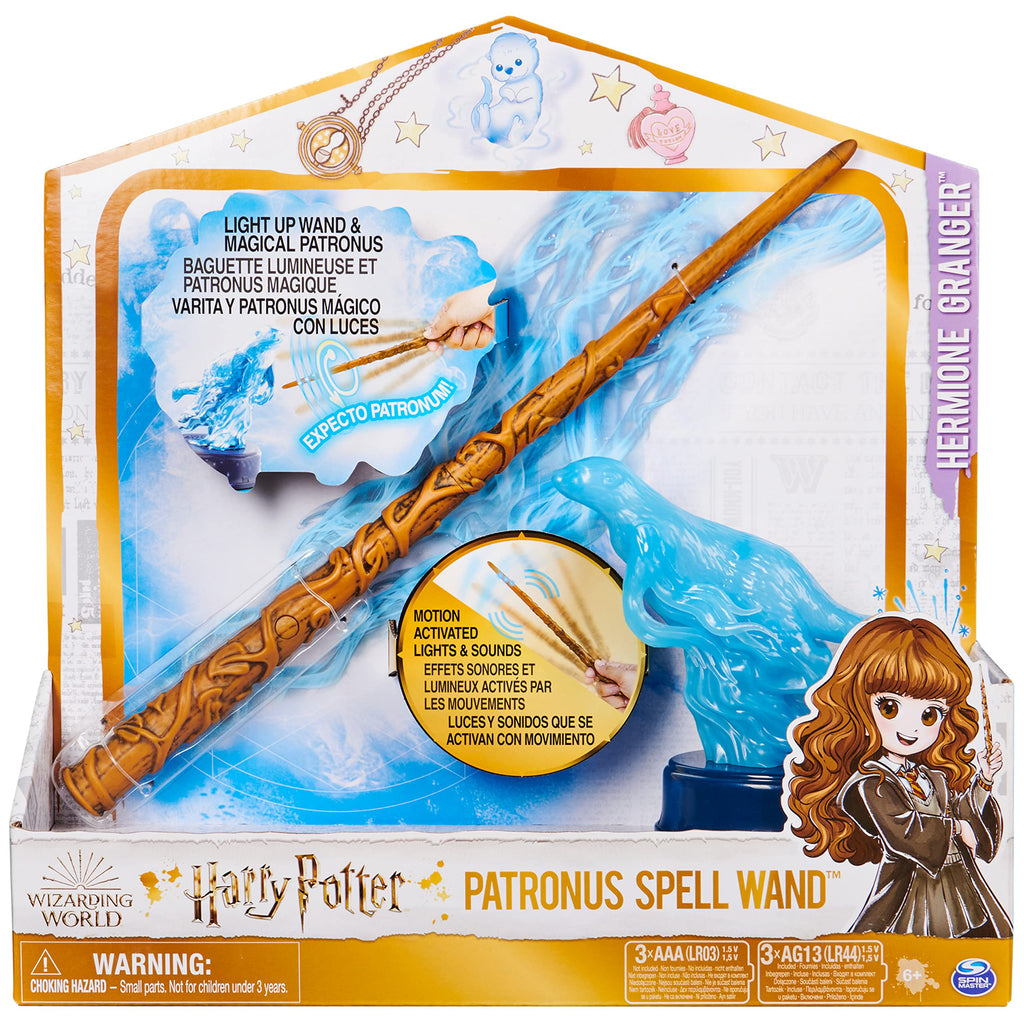 Wizarding World Harry Potter Hermione Granger Patronus Spell Wand with Otter Figure, Lights and Sounds, Kids Toys Ages 6+