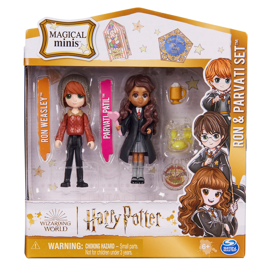 Wizarding World Harry Potter Magical Minis Ron Weasley & Parvati Patil Doll Set - 2 Poseable Figures with Accessories for Ages 6+