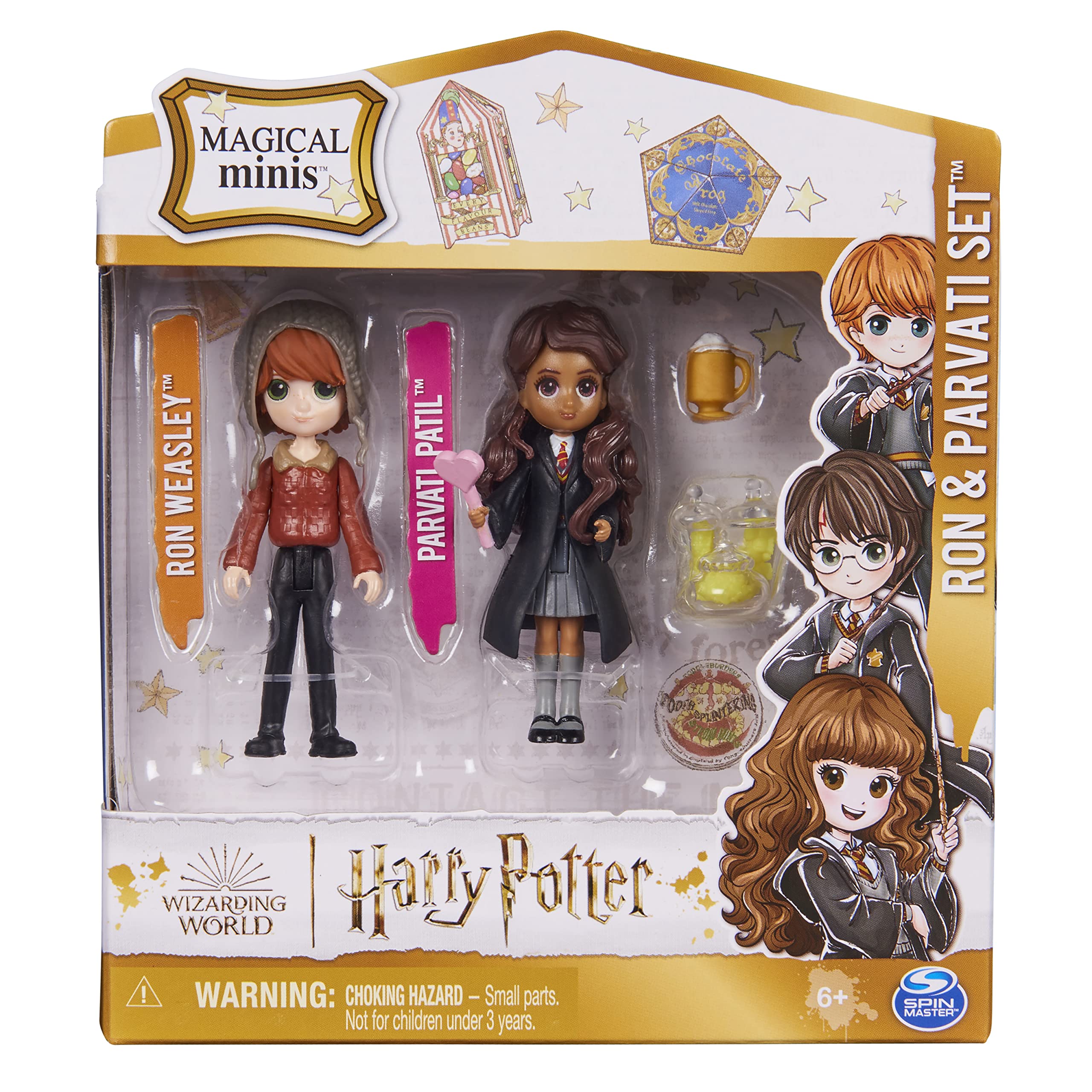 Wizarding World Harry Potter Magical Minis Ron Weasley & Parvati Patil Doll Set - 2 Poseable Figures with Accessories for Ages 6+