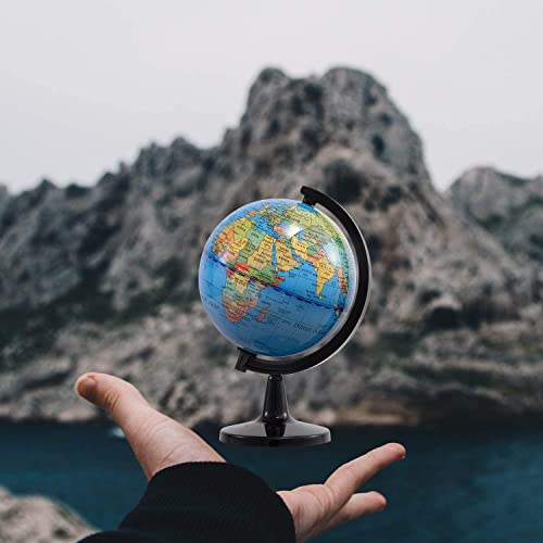 Wizdar 4 Inch Mini World Globe – Educational Rotating Globe for Kids, Classroom, Desk Decor