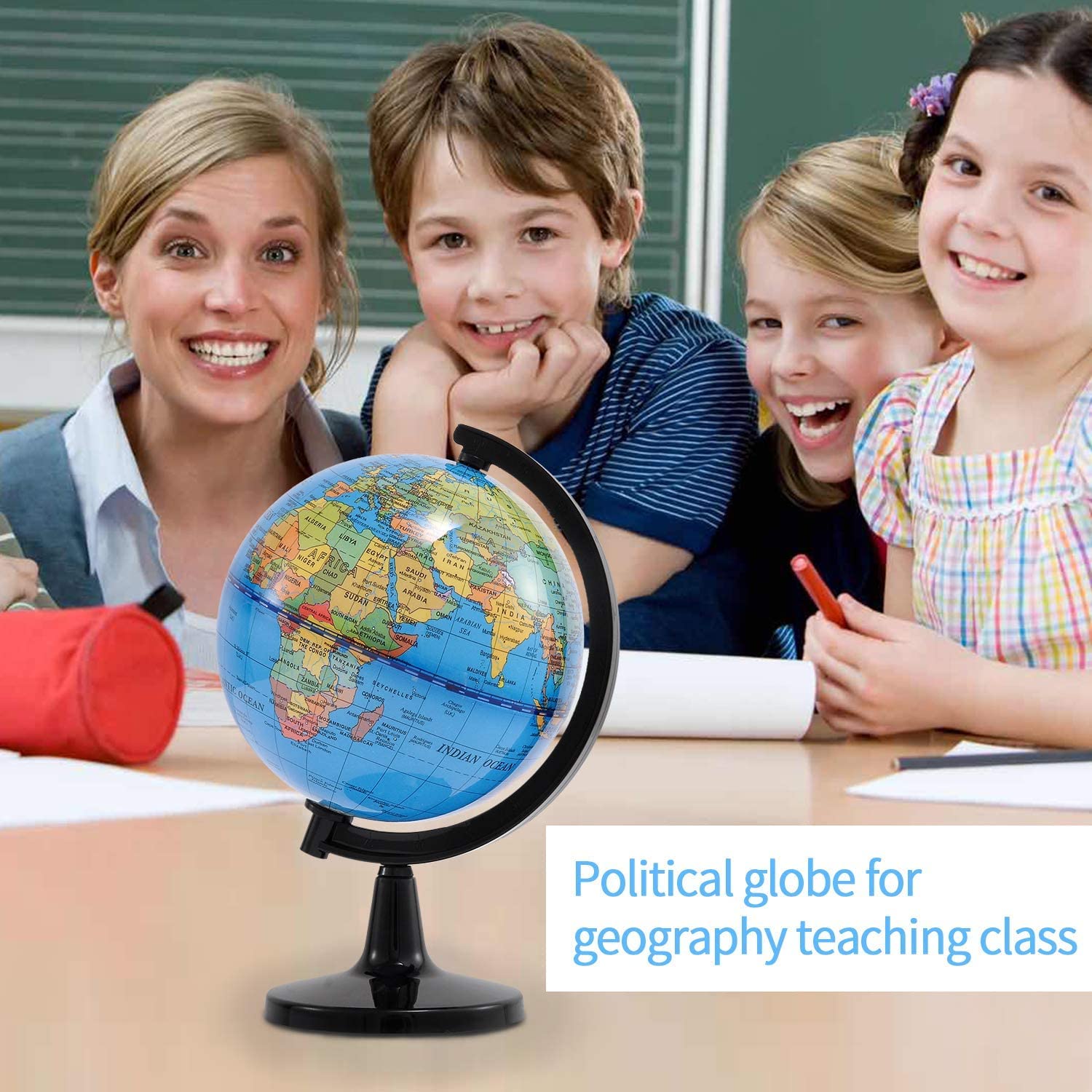 Wizdar 4 Inch Mini World Globe – Educational Rotating Globe for Kids, Classroom, Desk Decor