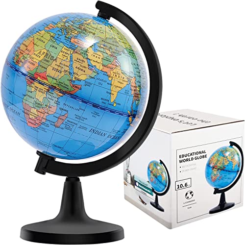Wizdar 4 Inch Mini World Globe – Educational Rotating Globe for Kids, Classroom, Desk Decor