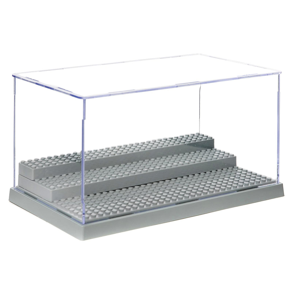 WMM Acrylic Minifigure Display Case with 3 Adjustable Steps – Holds Up to 35 Figures, Dustproof, Grey