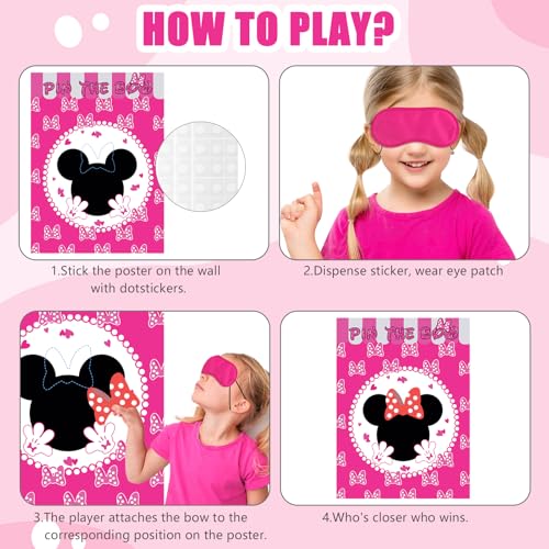 Woansju Pin the Bow on the Mouse Party Game – 24 Stickers, Giant Poster, Blindfolds