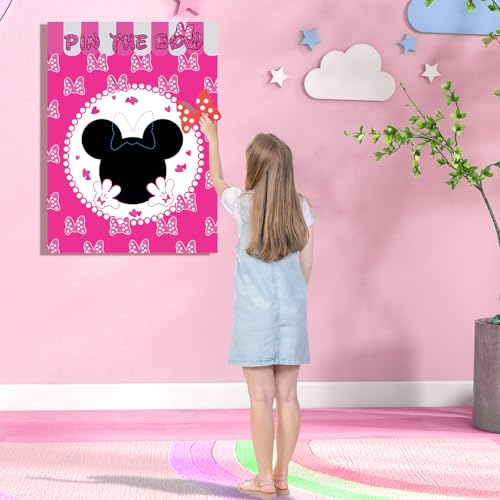 Woansju Pin the Bow on the Mouse Party Game – 24 Stickers, Giant Poster, Blindfolds