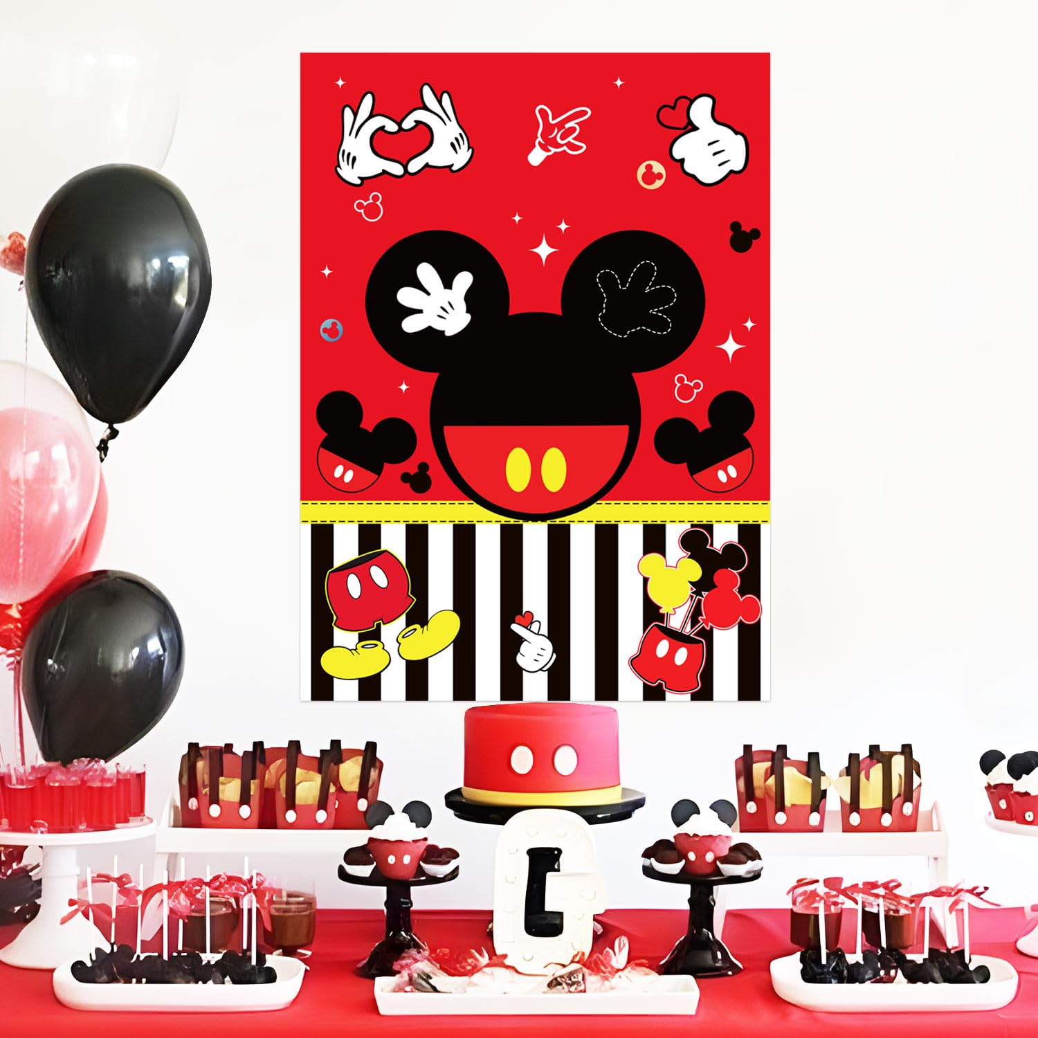 Woansju Red Mouse Birthday Party Game - Pin the Palm on the Mouse with 24 Stickers