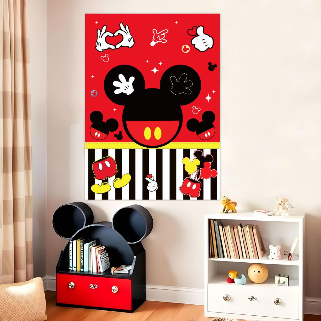 Woansju Red Mouse Birthday Party Game - Pin the Palm on the Mouse with 24 Stickers