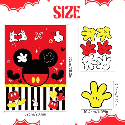 Woansju Red Mouse Birthday Party Game - Pin the Palm on the Mouse with 24 Stickers