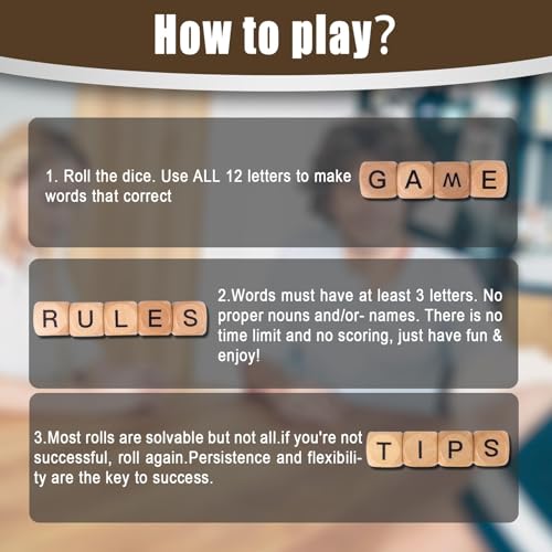 WodGod Crossword Dice Game - 12 Wooden Letter Tiles with Carrying Case for Travel, Camping, and Family Fun