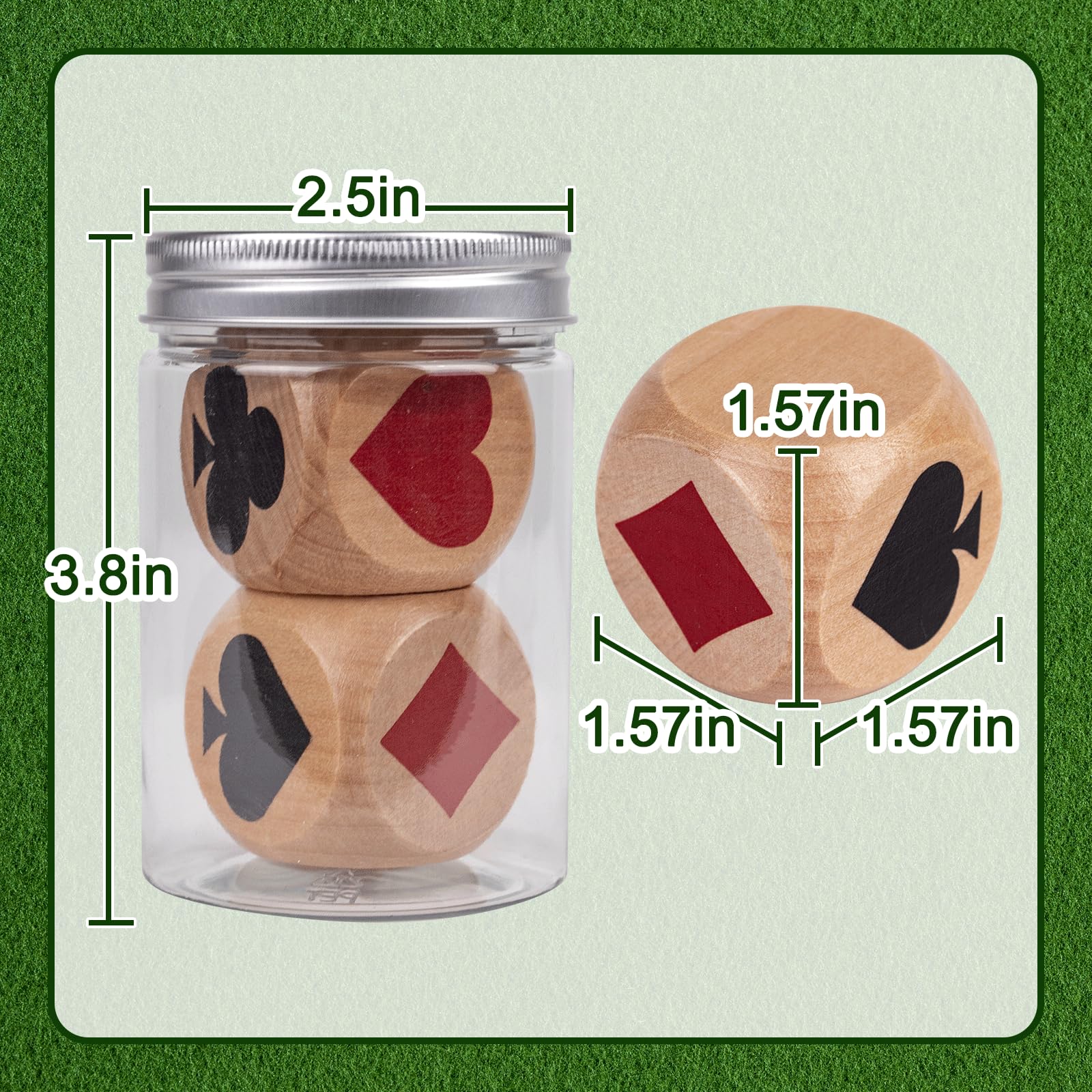 WodGod Double Trump Marker Dice - Big Size 1.57" Wooden Euchre Indicator for Card Games