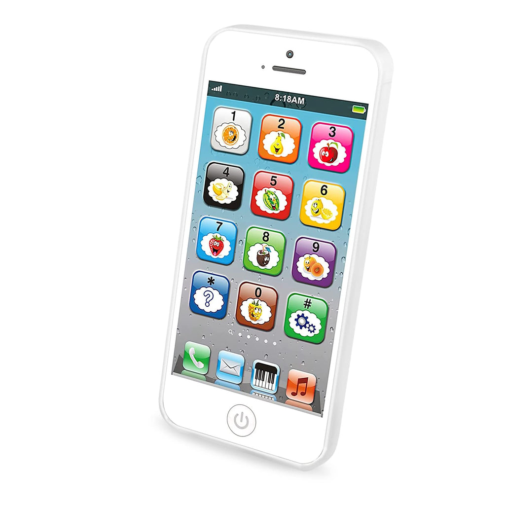 Wolmund Toy Learning Play Cell Phone with 8 Modes, LED Lights, White