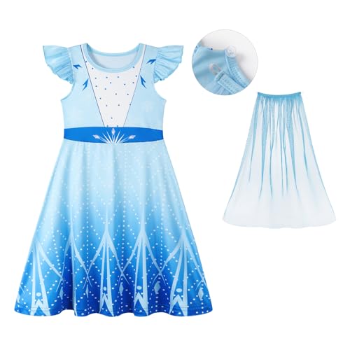 WonderBabe Princess Dress with Cape for Toddler Girls – Christmas Birthday Costume with Ruffle Sleeves