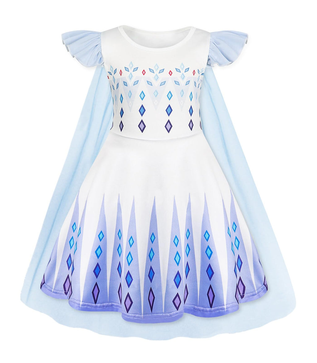 WonderBabe Princess Dress with Cape – Girls Christmas Birthday Party Costume, Toddler Ruffle Sleeve Fancy Outfit