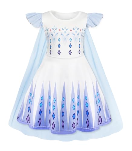 WonderBabe Princess Dress with Cape – Girls Christmas Birthday Party Costume, Toddler Ruffle Sleeve Fancy Outfit