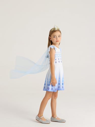 WonderBabe Princess Dress with Cape – Girls Christmas Birthday Party Costume, Toddler Ruffle Sleeve Fancy Outfit