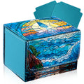 Wonderjune Blue Leather Card Box for MTG & TCG Cards – Holds 120+ Sleeved Cards with Strong Magnet & 2 Dividers