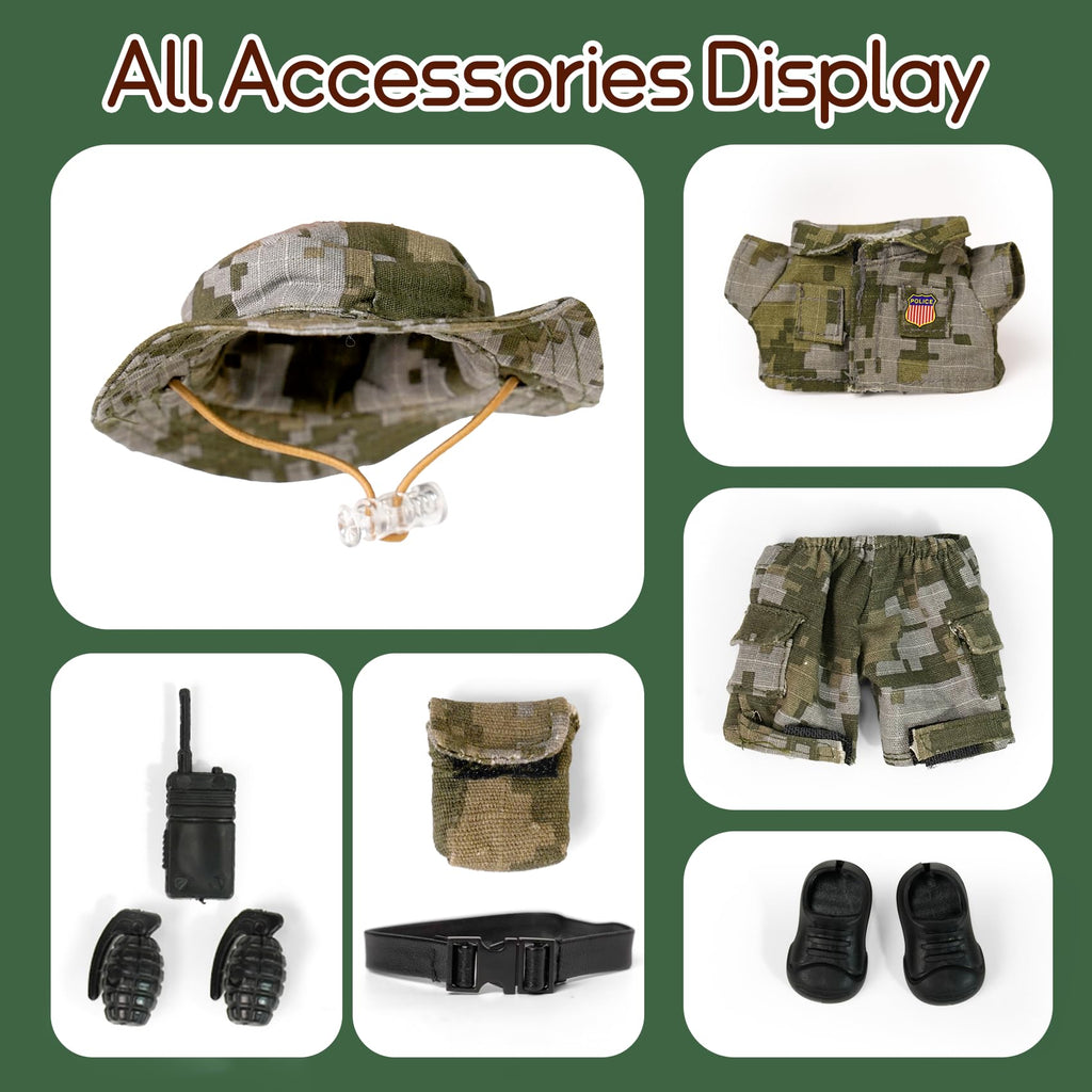 WONDOLL 9-Piece Camouflage Military Uniform Set for 17cm Dolls - Complete Accessories