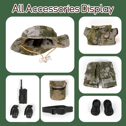 WONDOLL 9-Piece Camouflage Military Uniform Set for 17cm Dolls - Complete Accessories