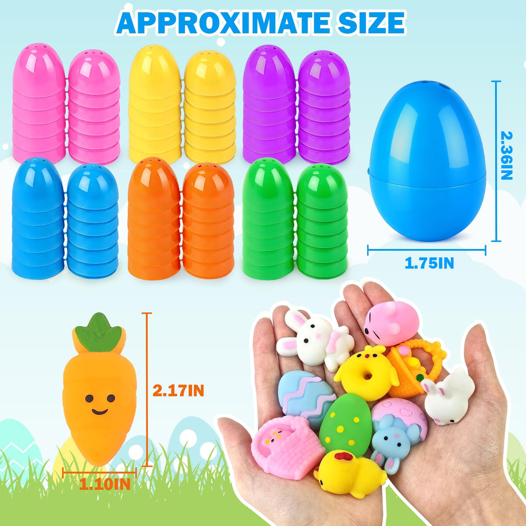 Wondrus 24-Piece Mochi Squishy Fidget Toy Set with Plastic Eggs – Non-Candy Easter Basket Stuffers