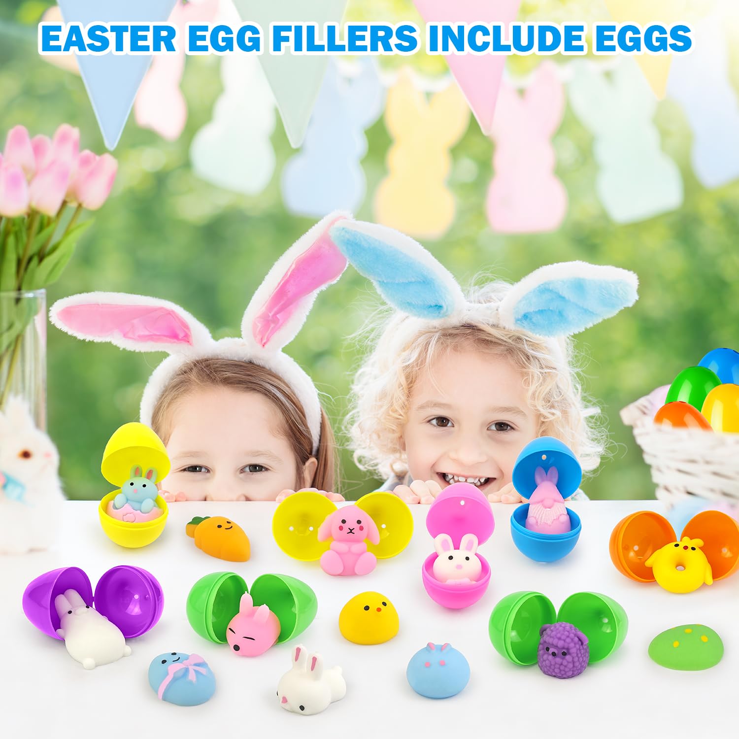 Wondrus 24-Piece Mochi Squishy Fidget Toy Set with Plastic Eggs – Non-Candy Easter Basket Stuffers
