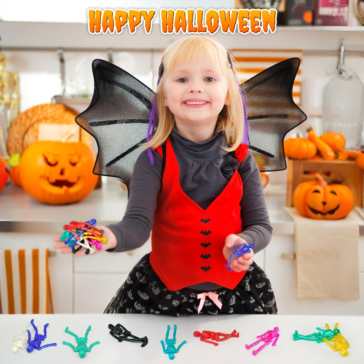 Wondrus 36-Pack Halloween Stretchy Skeleton Toys – Non-Candy Party Favors for Goodie Bags, Boo Baskets, and Trick-or-Treat