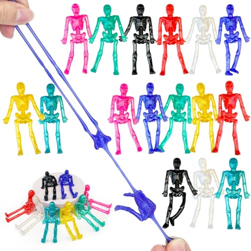 Wondrus 36-Pack Halloween Stretchy Skeleton Toys – Non-Candy Party Favors for Goodie Bags, Boo Baskets, and Trick-or-Treat