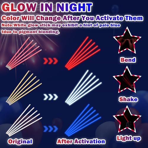 Wondrus 90-Pack Red White Blue Glow Sticks for 4th of July – Bracelets, Necklaces, Party Favors