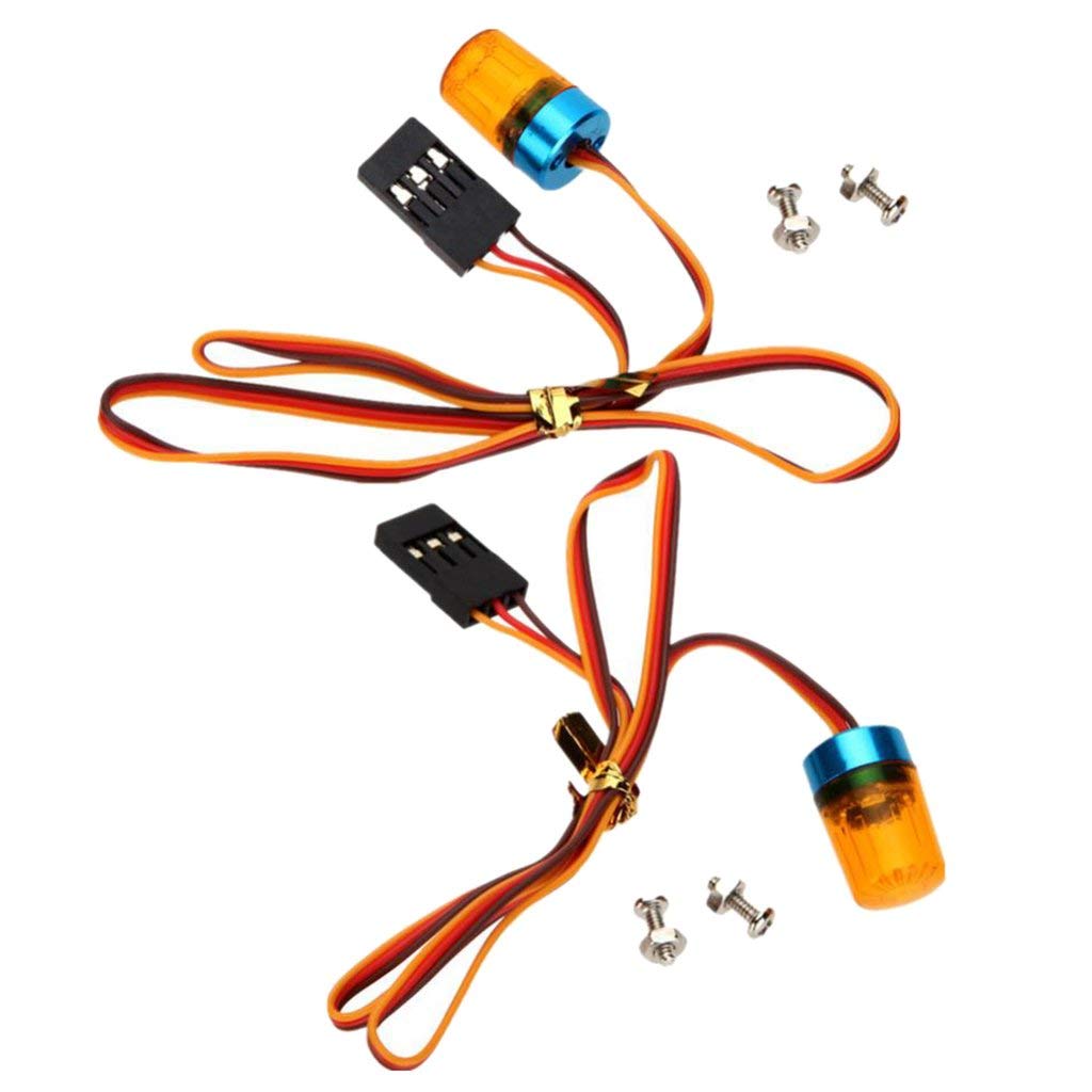 WONFAST 2-Pack Yellow RC Car Strobe Lights - 360° Rotating LED with 5 Modes for 1/8 1/10 Scale Models