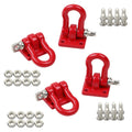 WONFAST Red Metal RC Crawler Trailer Tow Hooks (2-Pack) - 1/10 Scale D-Shackle Winch Hooks for TRX4 SCX10 D90