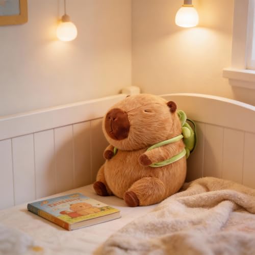 Wonfirang Capybara Plush with Detachable Turtle Backpack – 9 Inch Kawaii Stuffed Animal for Girls, Cute Birthday Gift