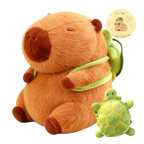 Wonfirang Capybara Plush with Detachable Turtle Backpack – 9 Inch Kawaii Stuffed Animal for Girls, Cute Birthday Gift