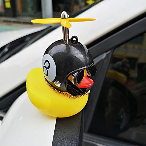 wonuu Car Duck 2-Pack: Rubber Duck Dashboard Decorations with Spinning Propeller, Glasses & Gold Chain