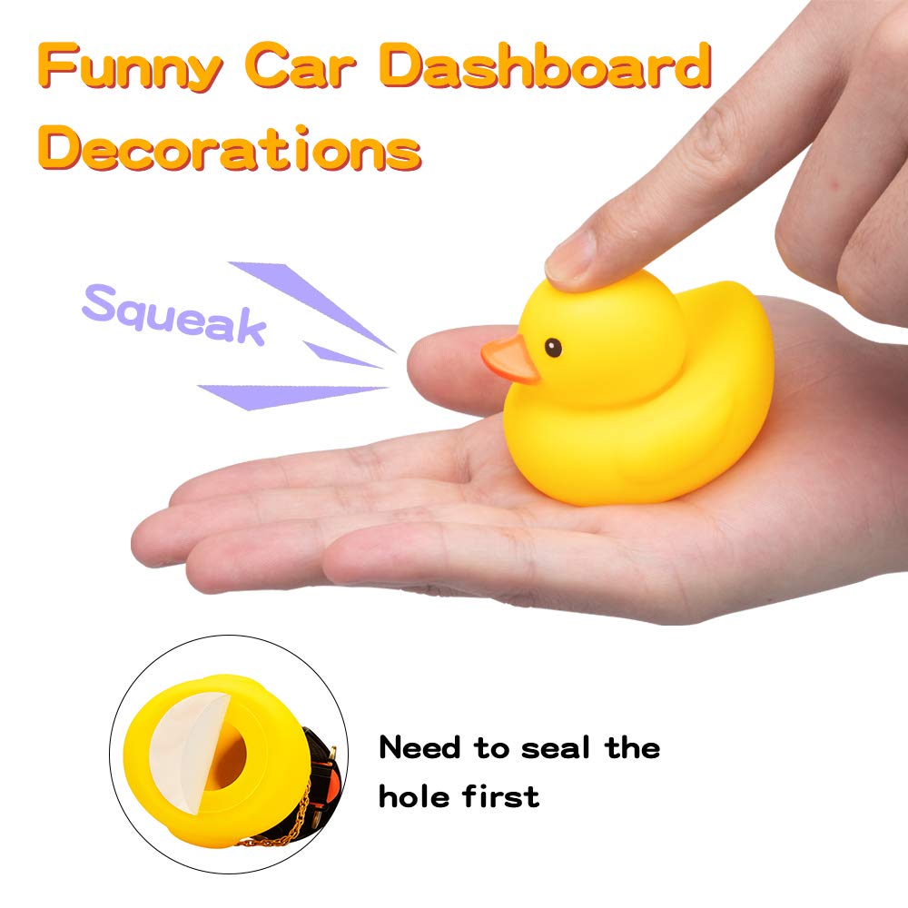 wonuu Car Duck 2-Pack: Rubber Duck Dashboard Decorations with Spinning Propeller, Glasses & Gold Chain