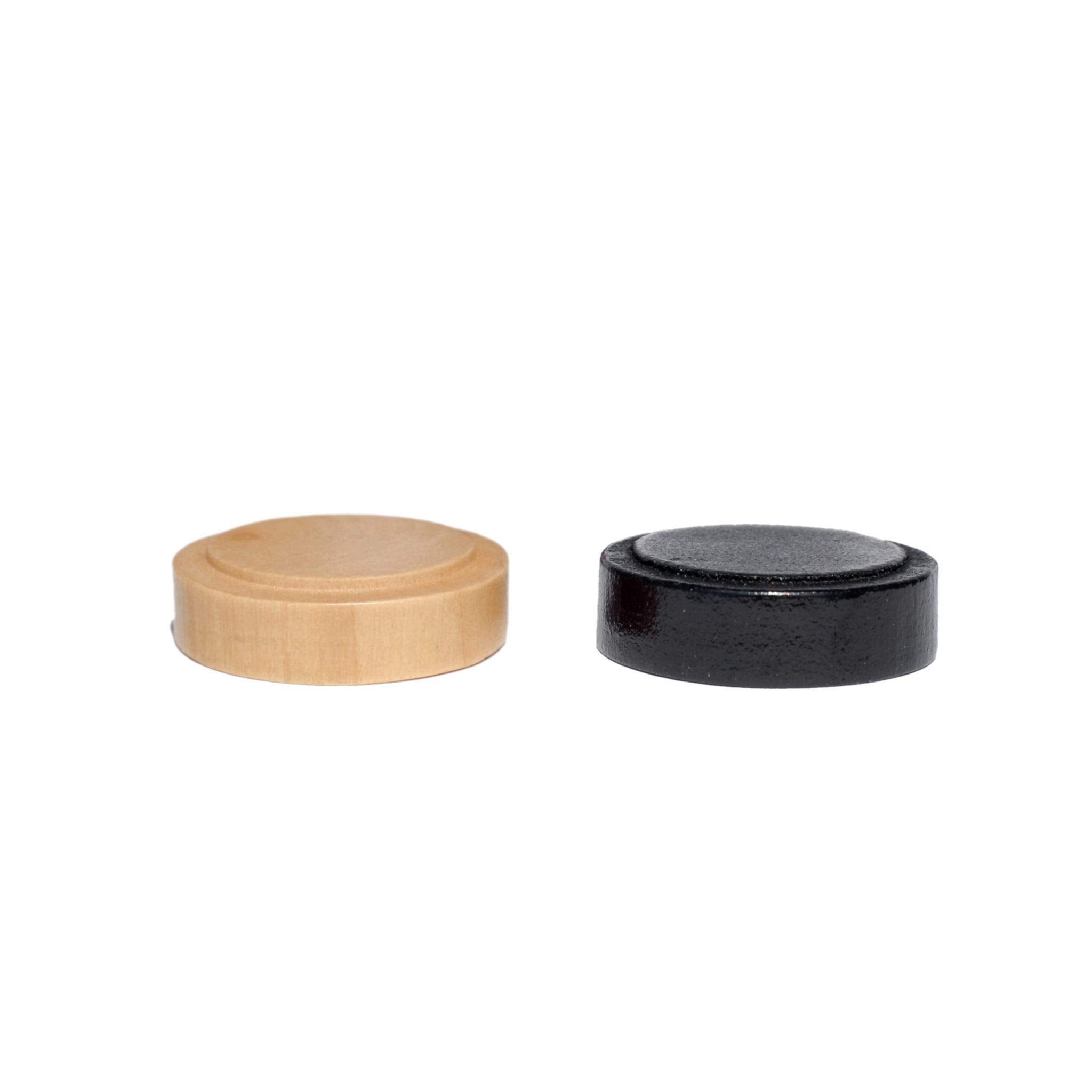 Wood Backgammon Checkers 30-Piece Set - Black & Natural 1.125 inch Diameter with Drawstring Bag