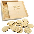 Wood Enchantments Date Night Box - 52 Romantic Date Ideas on Wooden Coins with Decision Maker Coin, Beechwood, Classic Edition